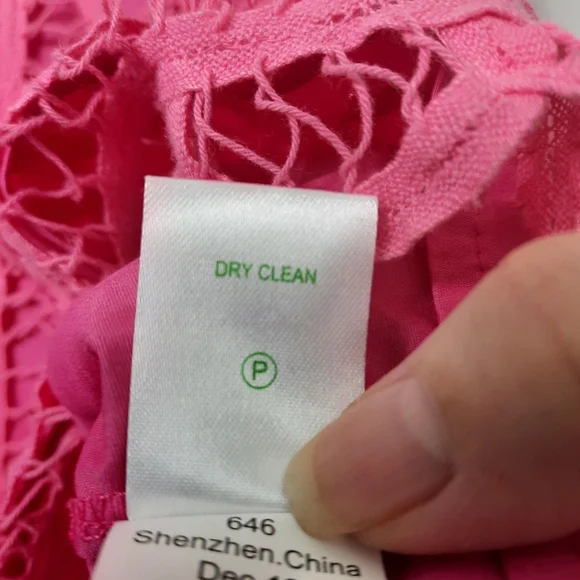 LILLY PULITZER Lace Cotton Dress MarieKate Scalloped Battenberg Pink NEW S - Picture 7 of 10